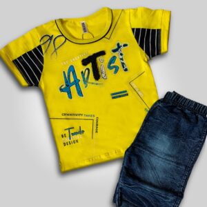 Trendy Boys' Artistic Outfit Yellow