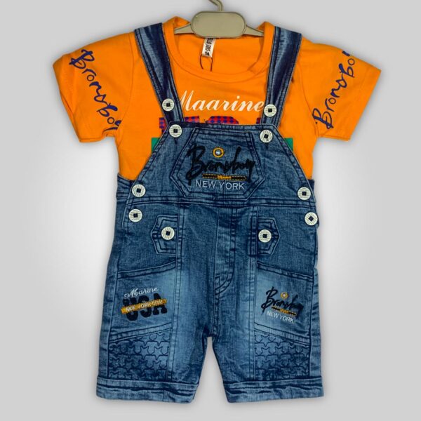 Trendy Denim Romper Orange