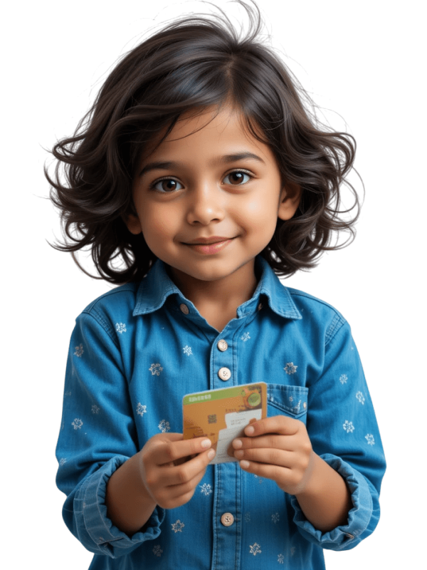 Kid girl paying online Kid girl paying online